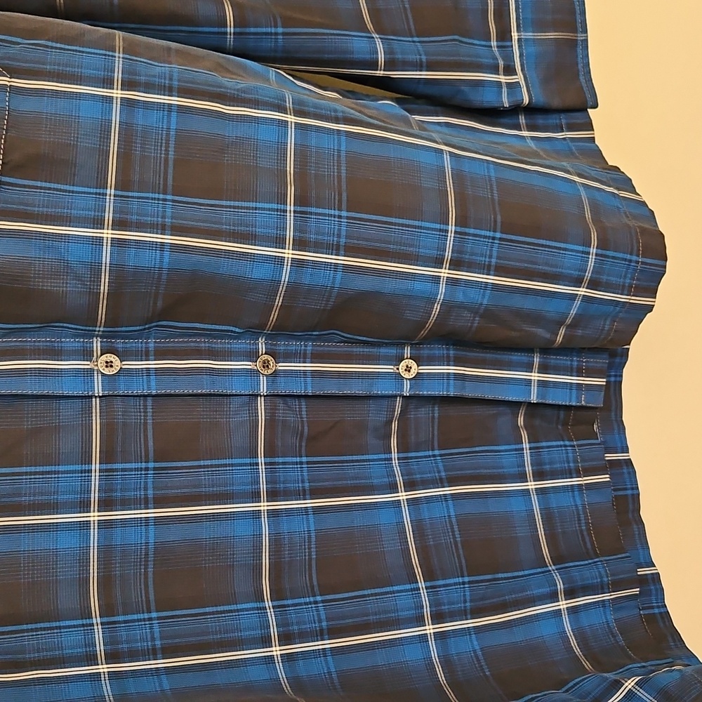Kuhl Blue Gray White Striped Plaid Button Down Long Sleeve Collar Shirt Mens S - Picture 4 of 8